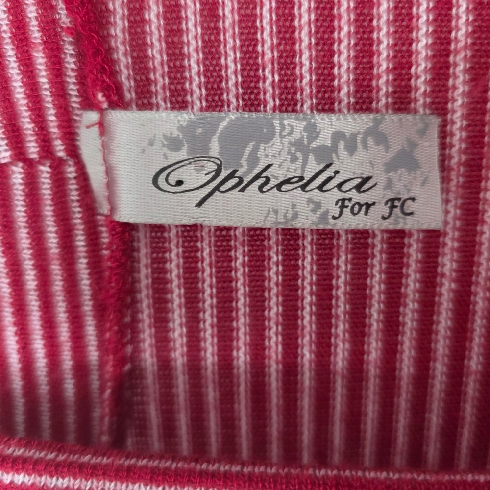 Ophelia For FC Womens Red White Stripe Open Front Cardigan Sweater Pockets ‎ Med - Picture 3 of 7